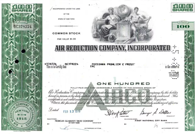 Air Reduction Company Inc. (AIRCO),  13.02.1970 - 100 Shares (grün)