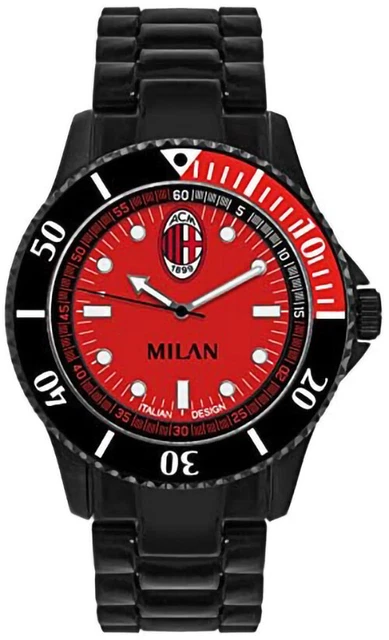 Orologio Da Polso A.c. Milan Ufficiale Rossonero Quadrante Rosso Con Stemma