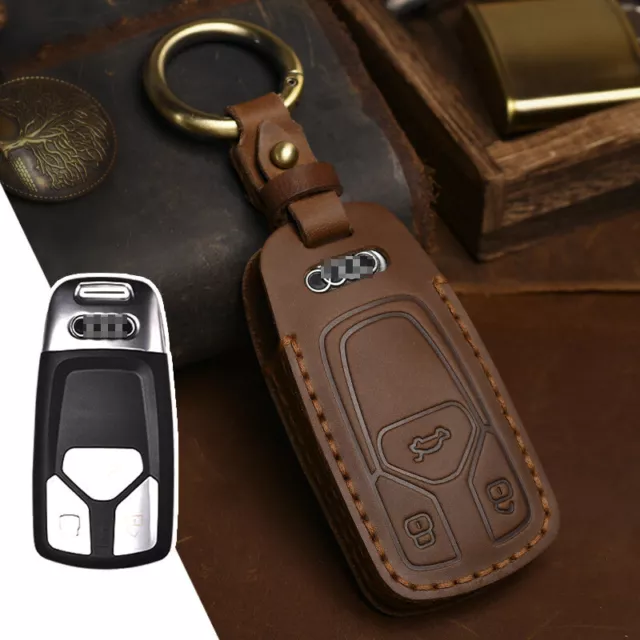 Real leather Car Remote Key Fob Cover Case For Audi A4 A5 A6 S4 S5 Q5 Q7 TT