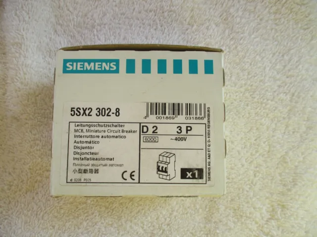 NIB Siemens Circuit Breaker 2A    3P        5SX2 302-8
