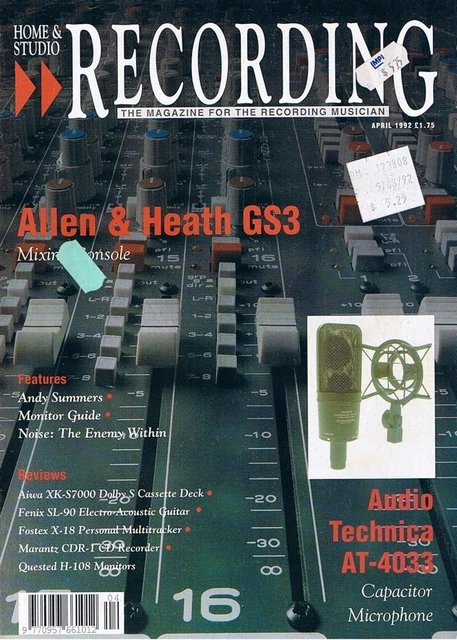 AUDIO TECHNICA AT-4033, Allen & Heath GS3 Mixer, 1992 Studio Recording ...