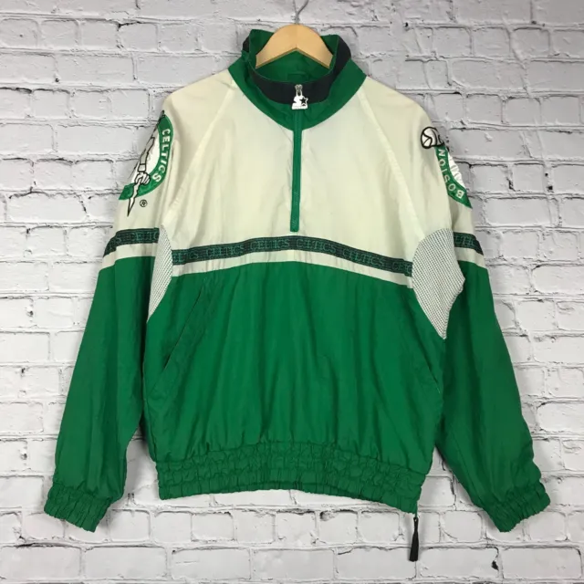Vintage Boston Celtics Jacket Mens Medium 1/4 Zip Pullover Starter Windbreaker
