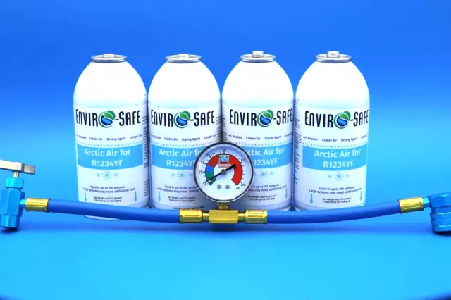 Arctic Air for R-1234yf, R1234, r1234yf, 4 cans and gauge Pro-Kit