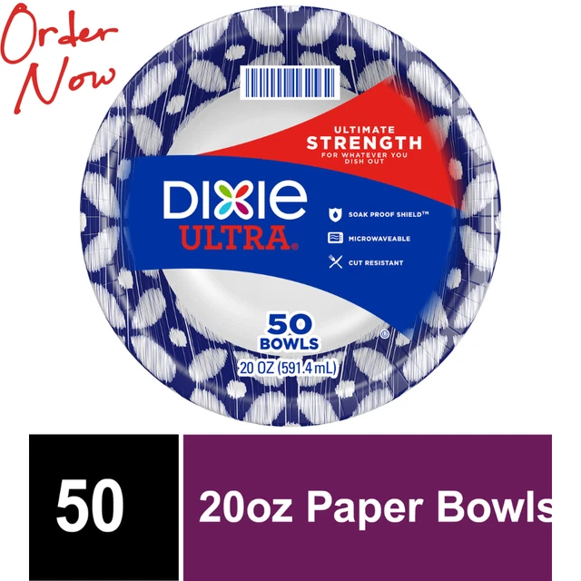 Ultra Strength Disposable Paper Bowls Microwave Safe Household 20 oz 50 count