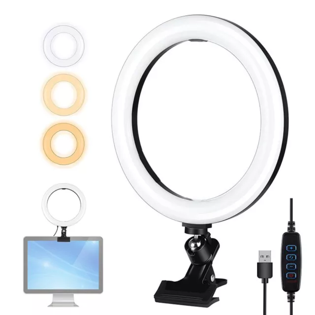 Vlogging 3 Modi Laptop-Klemme Video leuchten Ring Selfie Licht USB Dimmbar