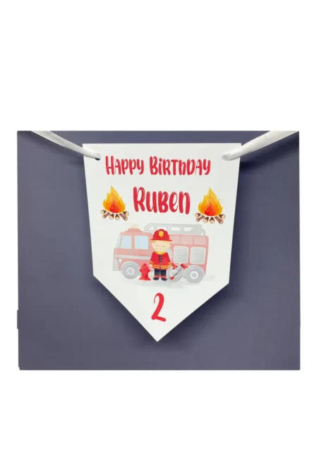 Personalised Fire Engine Truck Birthday Bunting Banner 1st 2nd 3rd Fireman
