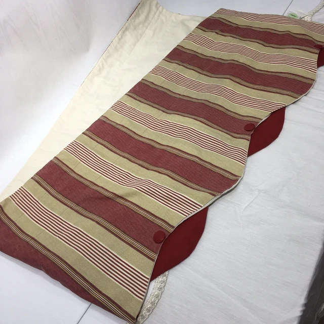 "Cenefa a rayas Waverly Capuleto rojo oro escalopado borde de botones festoneado 80 x 18"