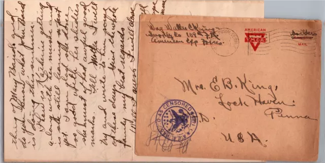 Goldpath: Us Soldier Mail 1918, A.e.f. Censored, With Letter Cv508_P17