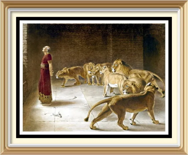 Briton Rivière Religious Biblical Art Print DANIEL IN LIONS DEN Prayer of Faith