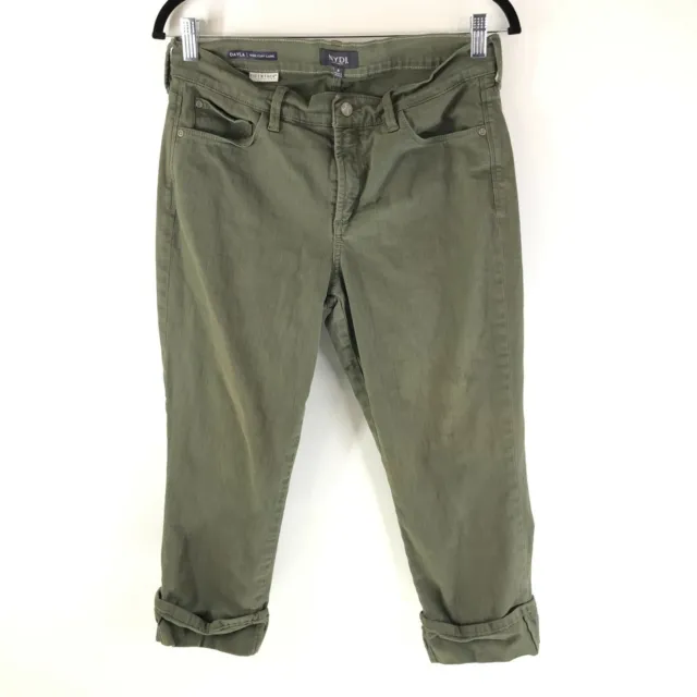 NYDJ Womens Jeans Dayla Wide Cuff Capri Lift Tuck Denim Green Size 8