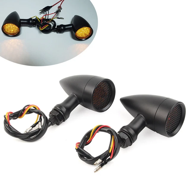 Motorcycle Turn Signal Amber LED Blinker Indicator Light For Harley Honda Black