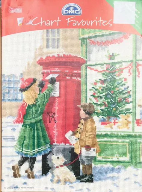 DMC Cross Stitch Pattern Christmas Wishes Post Box Tree Chart Favourites Vintage