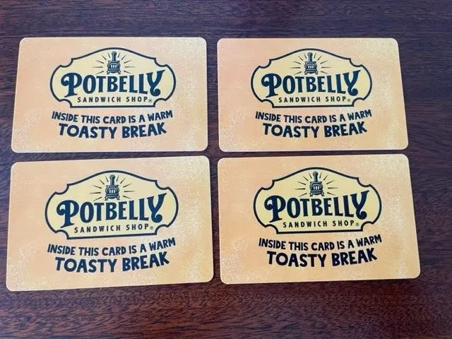 Potbelly Sandwich Shop Gift Card $100 Potbelly’s Restaurant Food 4x $25 Physical