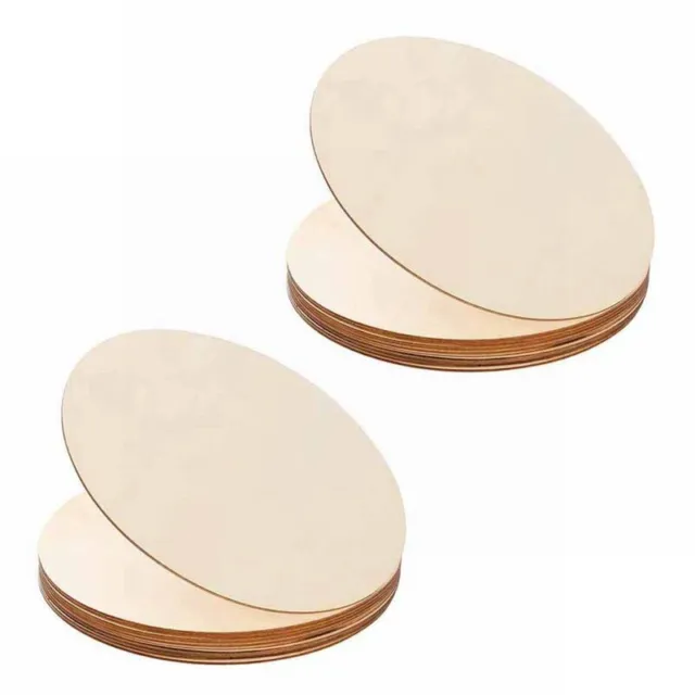 10PCS NATURAL WOOD Pieces Slice Round Unfinished Wooden Discs for