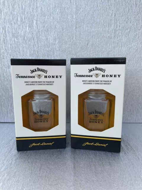 Pair Of Jack Daniels Tennessee Honey Mason Jars - Glass Whiskey Pub Bar