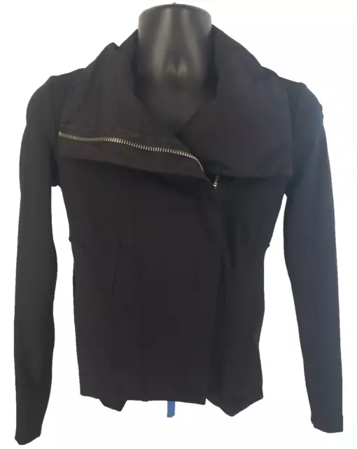 SIMPLY VERA WANG Womens Asymmetrical Zip Jacket SIZE XS Long Sleeve Black Rayon
