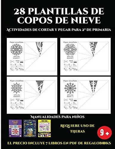 Actividades de cortar y pegar para 2? de primaria (28 plantillas de copos de nie