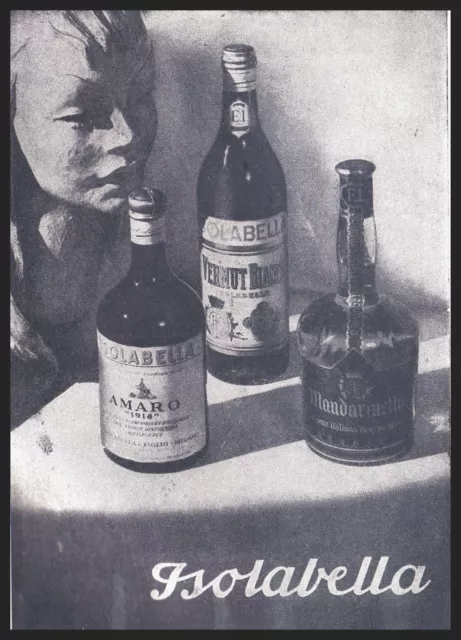Pubblicita' 1945 Isolabella Vermouth Amaro Mandarinetto Liquore Bar Drink