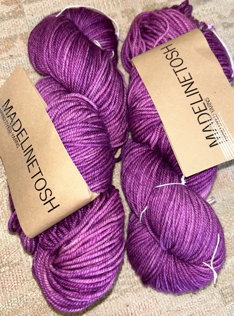 MADELINETOSH Hand dyed Yarns 2 hanks Sport Yarn GEMINI Purple