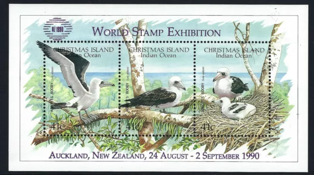 1990 Christmas Island SG # 310 Abbotts Booby mini sheet NZ O/Print Mint MUH MNH