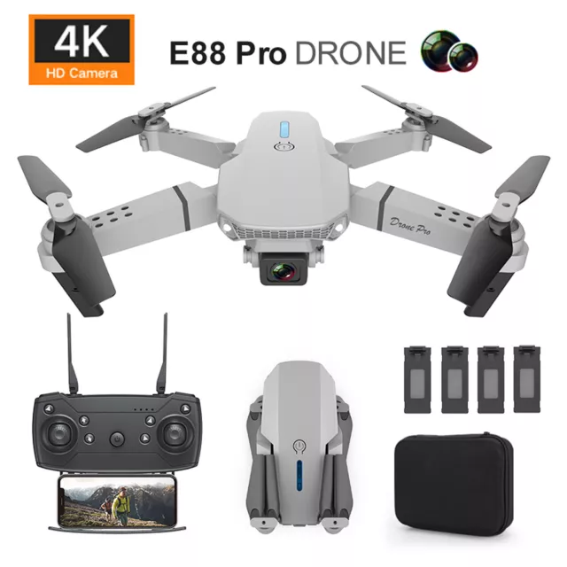 E88 Pro RC Drone 4K HD Dual Camera WiFi FPV Foldable Quadcopter +4 Battery 3