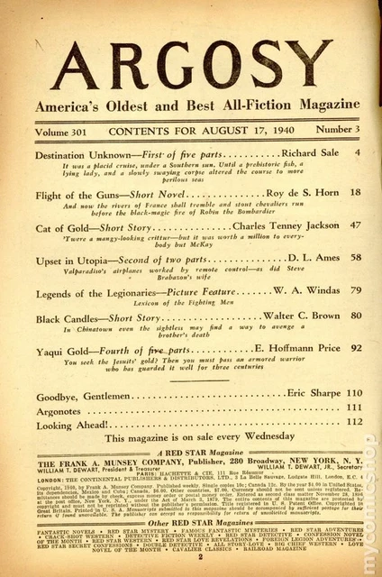 Argosy Part 4: Argosy Weekly Aug 17 1940 GD/VG 3.0 2