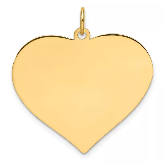 14K YELLOW GOLD Plain .018 Gauge Engravable Heart Disc Charm Pendant L ...