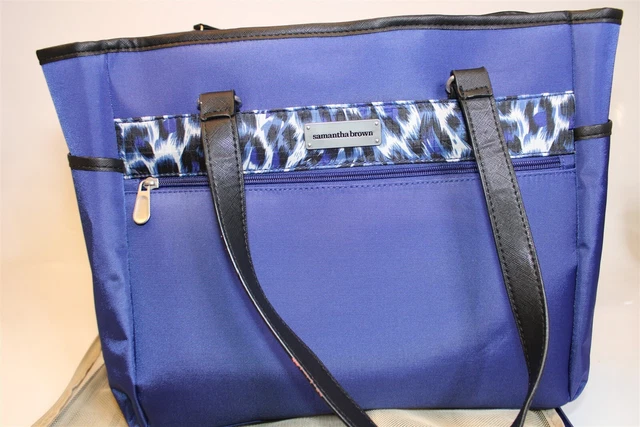 Samantha Brown Navy Leopard NEW 2PC Set Carry On & Tote Luggage S7655-47-2PC 21