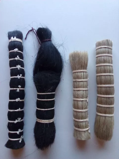 4 Bundles of Hand Drawn Real Horse Tail Hair
