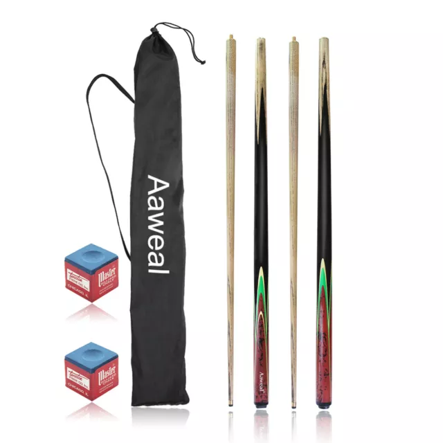 57" WOODEN POOL SNOOKER BILLIARD CUE SET Two Piece 9.5mm Cues Tips