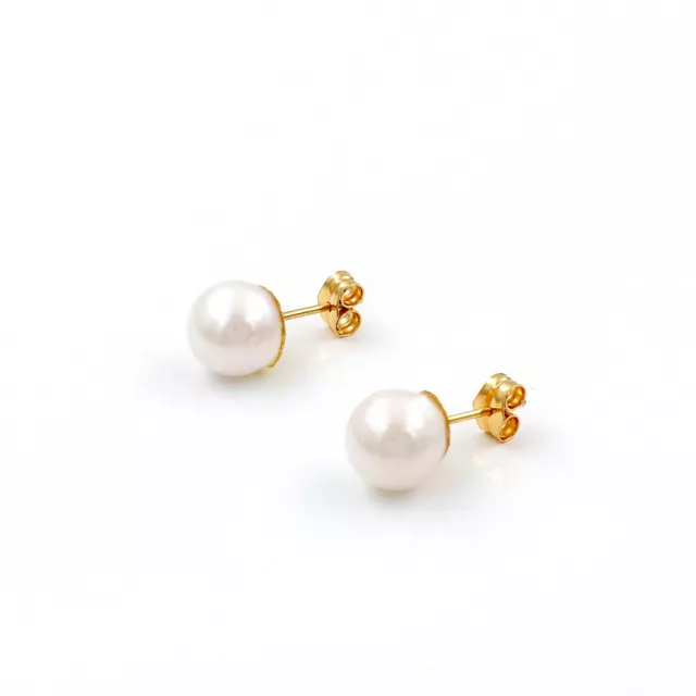 Pendientes Perlas Blancas Japonesas Akoya de Agua Salada y Oro Amarillo 18K