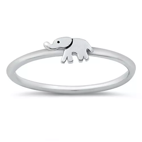 Animal Elephant Mini Chic Lucky 925 Sterling Silver Band Ring Sizes 4-10 NEW