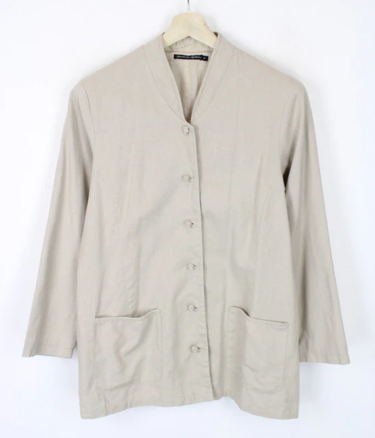 Gudrun Sjoden Blazer Femmes M Lin Mélange Cou Haut Soie Doublé
