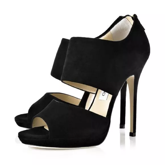 Jimmy Choo Private Black Suede Leather Heels Sandals Pumps 35