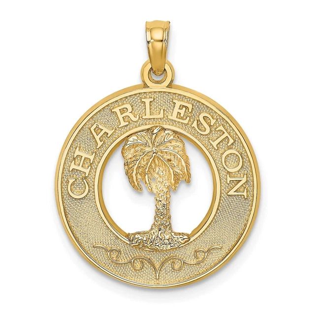 14K Yellow Gold CHARLESTON Palm Tree Charm