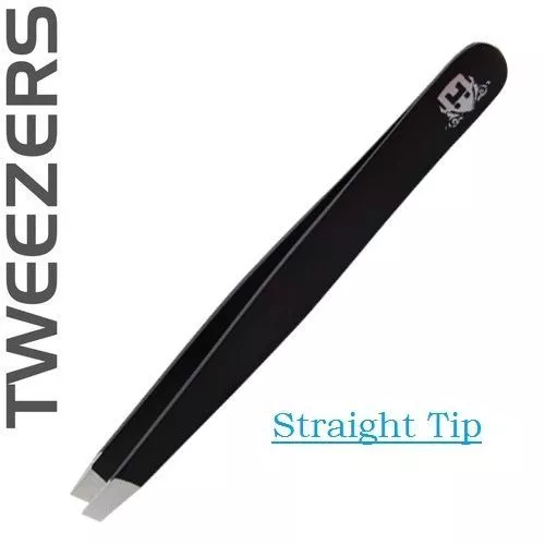 Professional Black Slanted Eyebrow Tweezers Stainless Steel Hair Removal Plucker