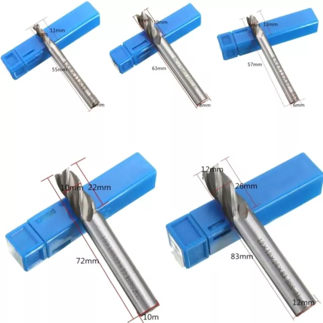 5pcs/set Carbide 4 Flutes CNC HSS End Milling Cutter Slot Drill Bit Set 4-12mm