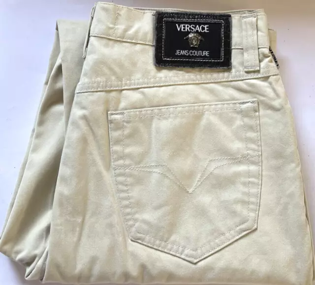 Versace Mens Size Measured W29 x L32 Straight Leg Cream Jeans Made in Italy