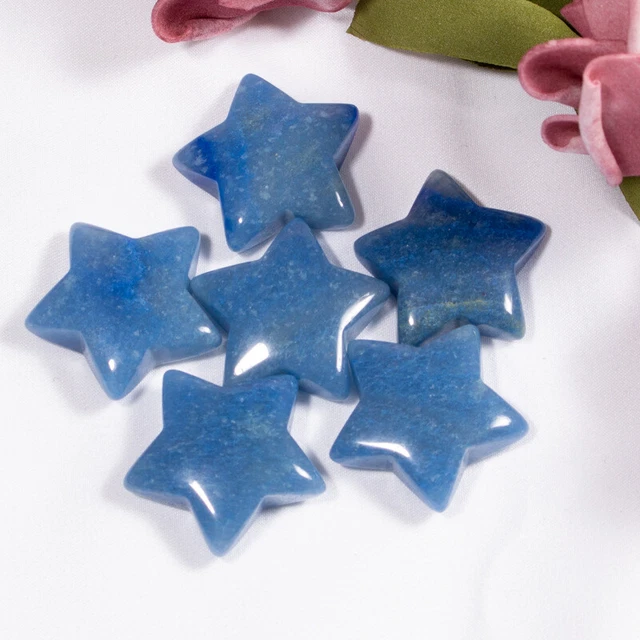 20pcs 30mm Natural Stone Reiki Healing Blue Aventurine Crystals Stars Gemstone