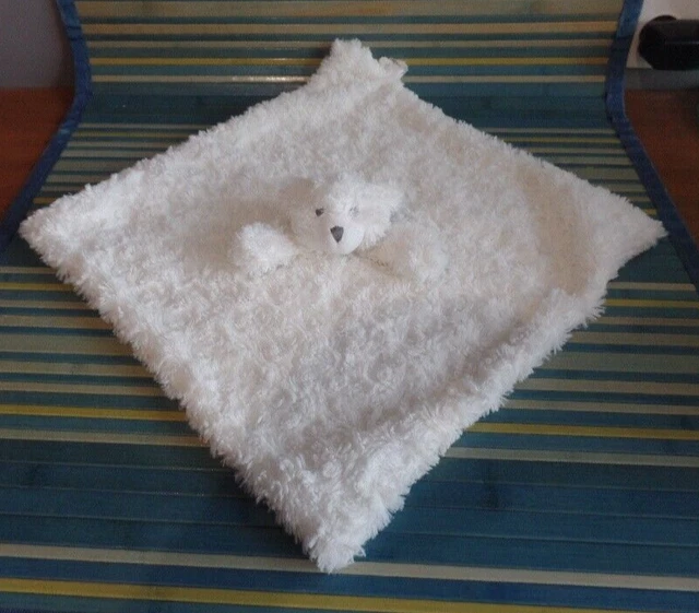 S23 / doudou plat ours blanc fourrure ROCK A BYE BABY
