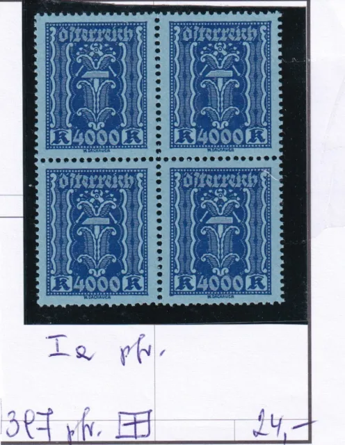 Österreich -   Nr. 397 pfr. Viererblock - 4000 Kronen (1245)