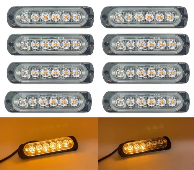 8 x amber/yellow hazard emergency strobe LED lights flashing recovery truck van