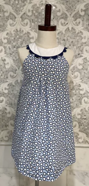 Florence Eiseman Size 5 Girls Blue & White Sleeveless Dress Summer