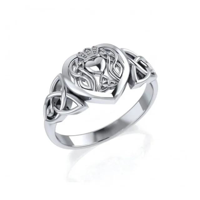 Celtic Claddagh Heart .925 Sterling Silver Ring by Peter Stone Jewelry Fine Love