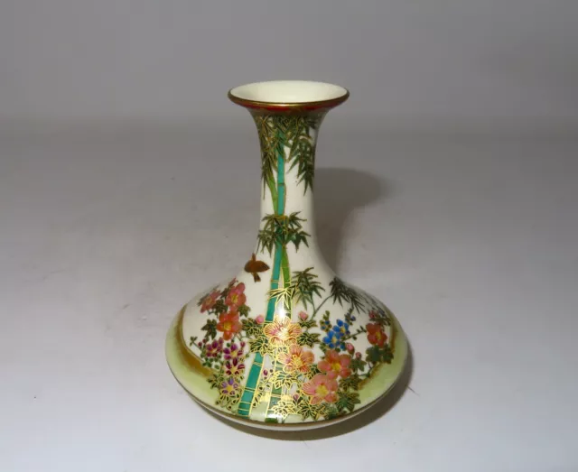 An Antique hand painted Japanese Porcelain Satsuma Miniature Bud Vase, 4 3/4"