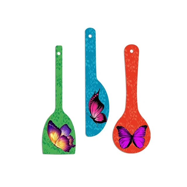 Schöne Schmetterling Kunst Holz Wand Aufhänger Löffel für Heimbüro Dekor Set Mit