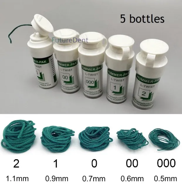 5 bottles Dental Disposable Cotton Thread Gingival Retraction Cord 0 00 000 1 2