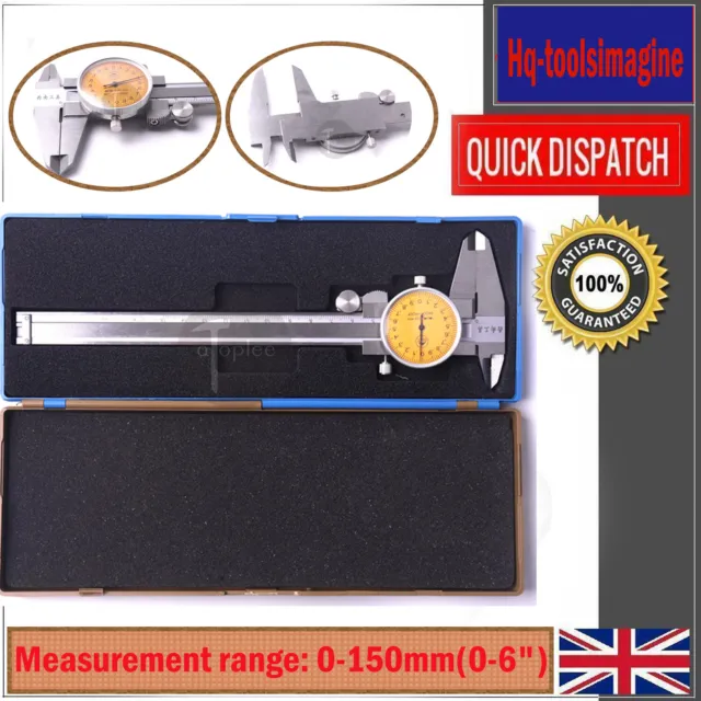 UK 0-150mm Full Metal High Precision Dial Vernier Caliper with Measure Gauge Kit