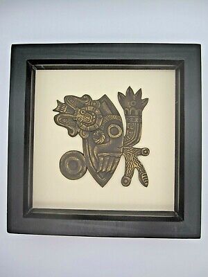 Estilo Asteca incriminou Cerâmica Esculpida À Mão De Parede Art "Dia de má Omen"