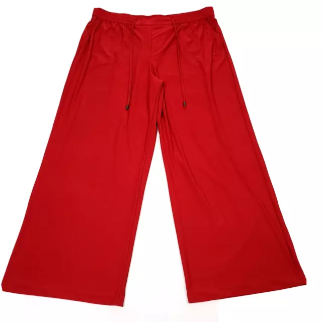 Cato Womens Pants Plus Size 22W Red Wide Leg Elastic Waist Pocket Stretch